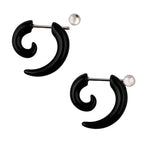 Tusk Nail Black Silver Surgical Stainless Steel Pair Stud Earring Bulk