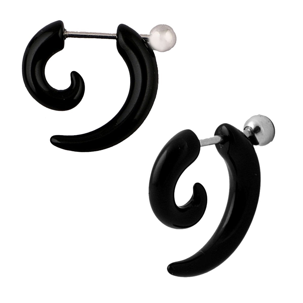 Tusk Nail Black Silver Surgical Stainless Steel Pair Stud Earring Bulk Secondary image
