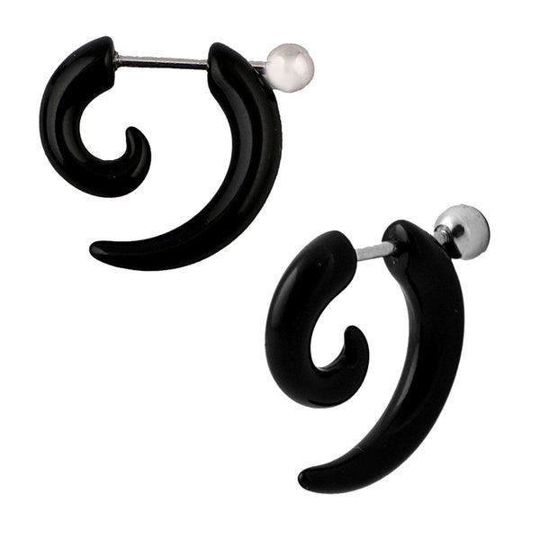 Tusk Nail Black Silver Surgical Stainless Steel Pair Stud Earring Bulk Secondary image