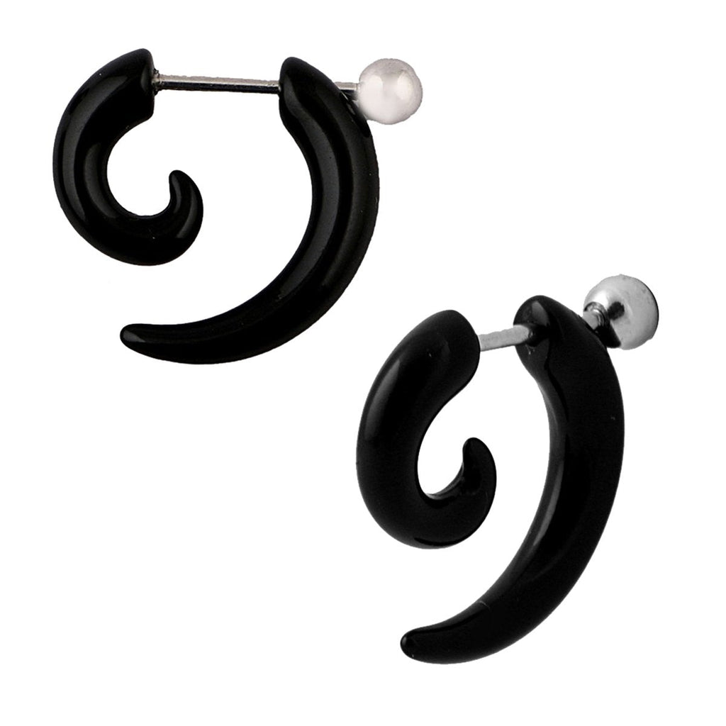 Tusk Nail Black Silver Surgical Stainless Steel Pair Stud Earring Bulk