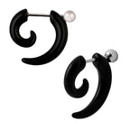 Tusk Nail Black Silver Surgical Stainless Steel Pair Stud Earring Bulk