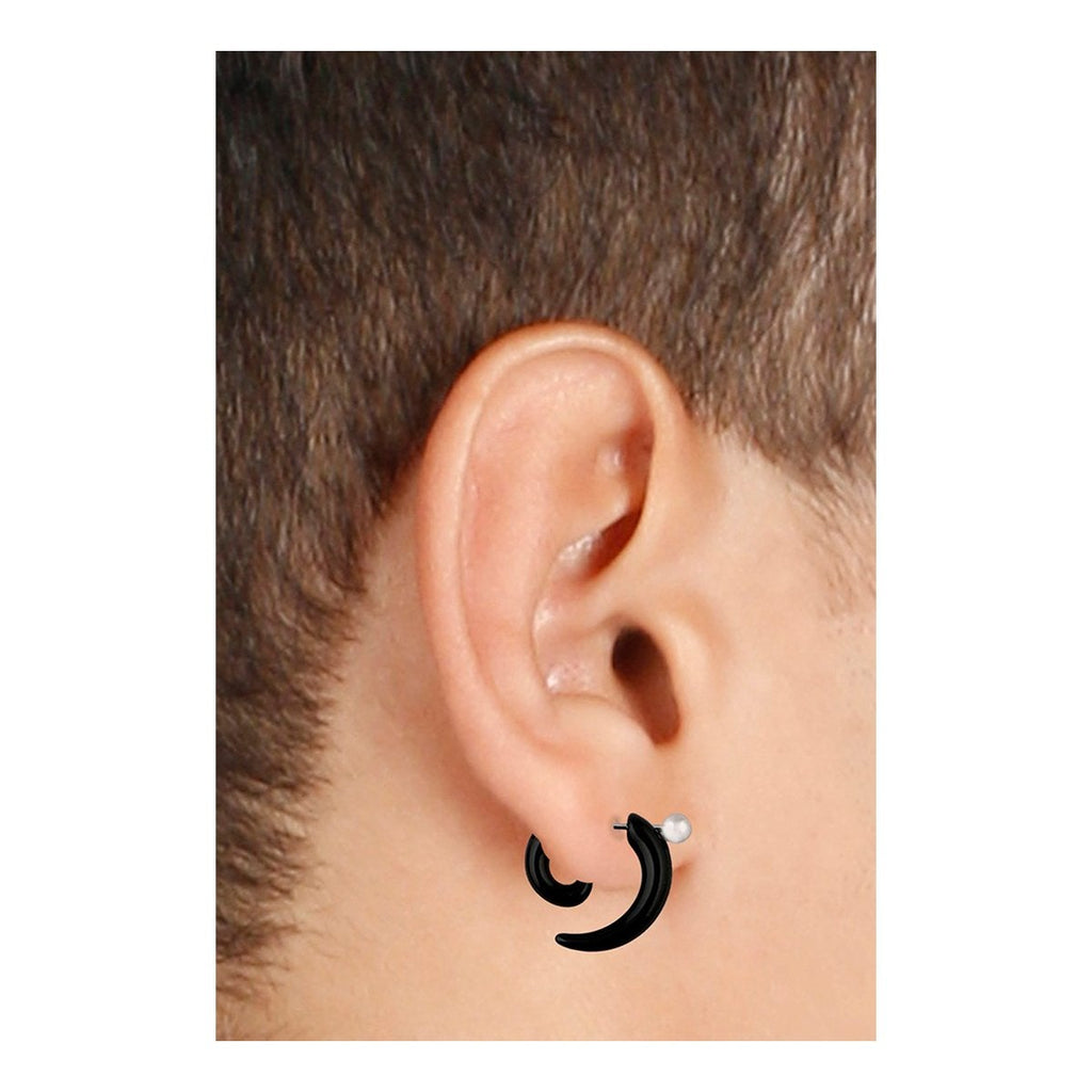 Tusk Nail Black Silver Surgical Stainless Steel Pair Stud Earring Bulk
