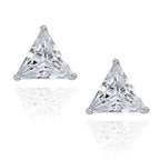 Trillion Triangle Solitaire Rhodium Stainless Steel Pair Stud Earring