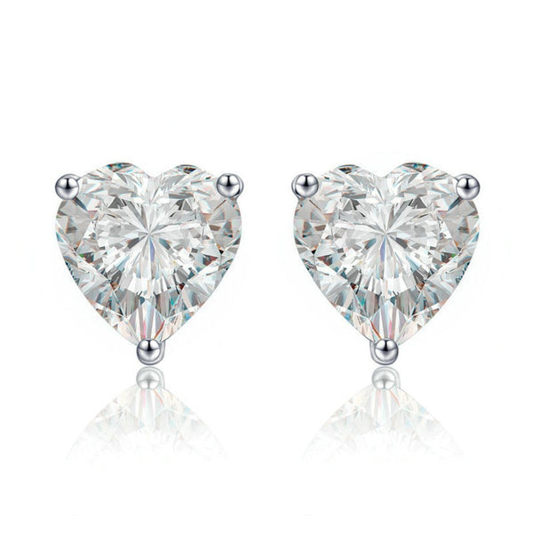 Solitaire Heart Cut CZ Stainless Steel Ear Stud Pair Earring Bulk Secondary image