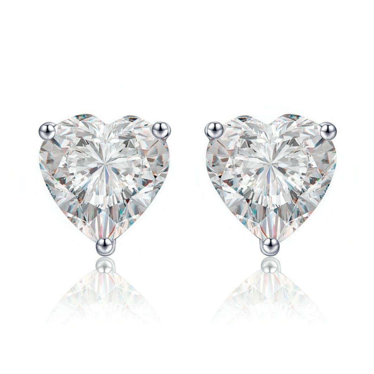 Solitaire Heart Cut CZ Stainless Steel Ear Stud Pair Earring Bulk