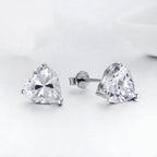 Solitaire Heart Cut CZ Stainless Steel Ear Stud Pair Earring Bulk