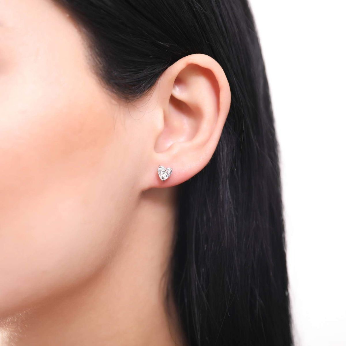 Solitaire Heart Cut CZ Stainless Steel Ear Stud Pair Earring Bulk