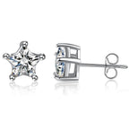 Solitaire Star Cut CZ Stainless Steel Ear Stud Pair Earring Bulk