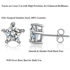 Solitaire Star Cut CZ Stainless Steel Ear Stud Pair Earring Bulk