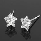 Solitaire Star Cut CZ Stainless Steel Ear Stud Pair Earring Bulk