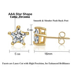 Solitaire Star Cut CZ With Brass Gold Ear Stud Pair Earring Bulk