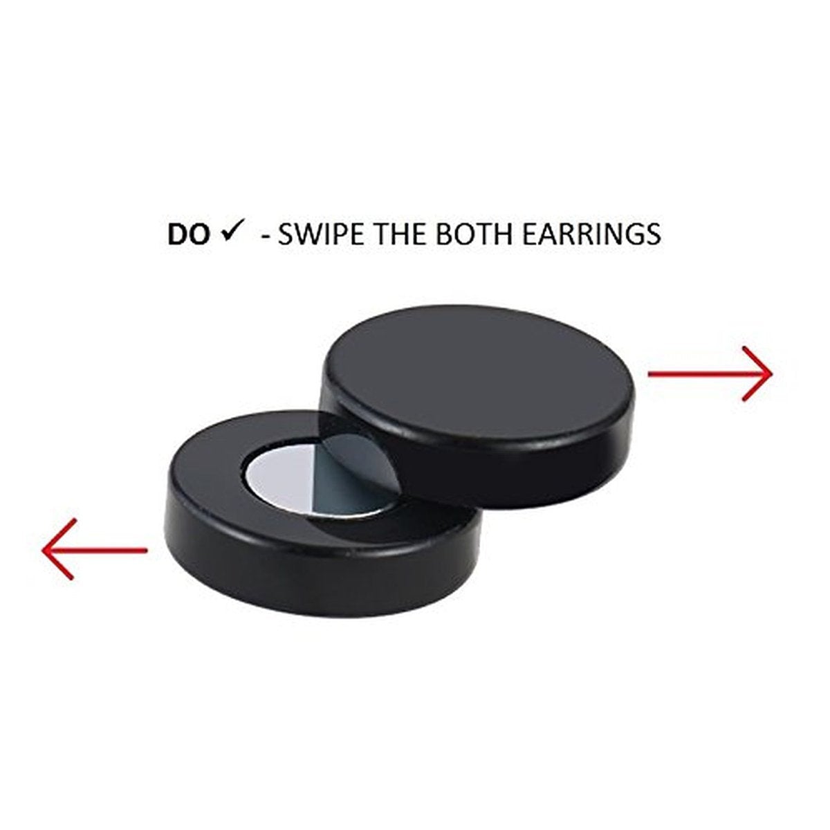 Dual Magnet 8 Mm Stainless Steel Black Non Pierced Stud Earring Pair