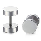 Dumbell Barbell 6 Mm Stainless Steel Silver Ear Stud Earring Pair
