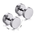 Dumbell Barbell 6 Mm Stainless Steel Silver Ear Stud Earring Pair
