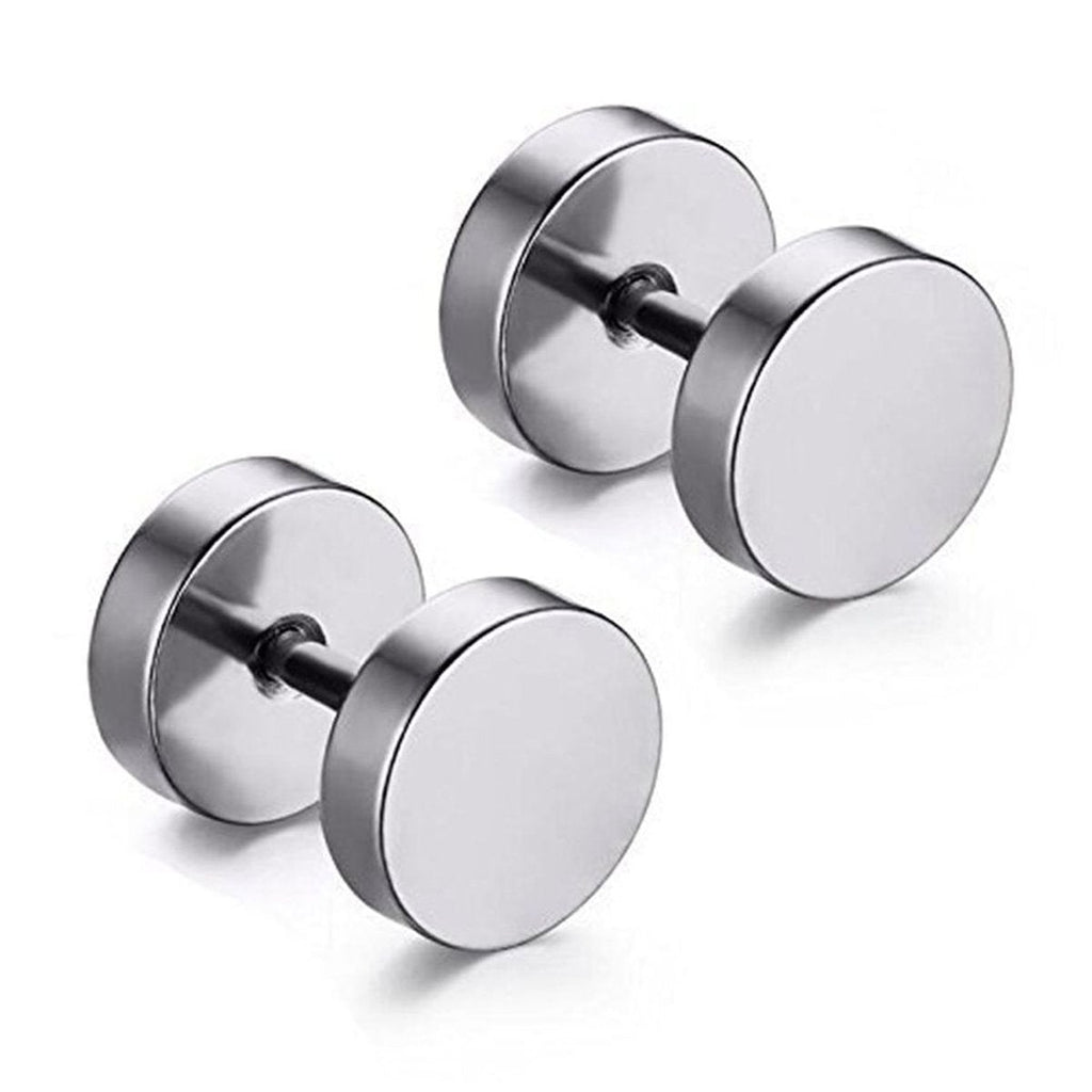 Dumbell Barbell 6 Mm Stainless Steel Silver Ear Stud Earring Pair