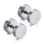 Dumbell Barbell 6 Mm Stainless Steel Silver Ear Stud Earring Pair