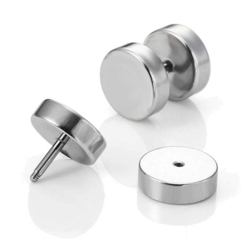 Dumbell Barbell 6 Mm Stainless Steel Silver Ear Stud Earring Pair