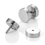Dumbell Barbell 6 Mm Stainless Steel Silver Ear Stud Earring Pair