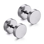 Dumbell Barbell 8 Mm Stainless Steel Silver Ear Stud Earring Pair