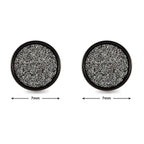 Disco Black White Stainless Steel Black Silver Ear Stud Earring Pair