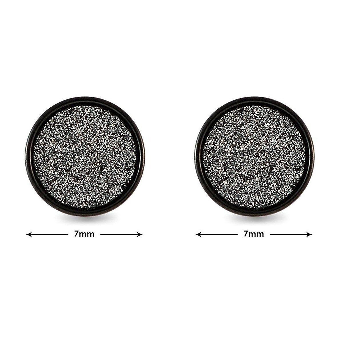 Disco Black White Stainless Steel Black Silver Ear Stud Earring Pair