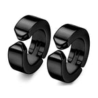 Stainless Steel Black Silver Non Pierced Hoop Bali Earring Pair Bulk