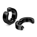 Stainless Steel Black Silver Non Pierced Hoop Bali Earring Pair Bulk