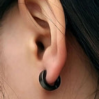 Stainless Steel Black Silver Non Pierced Hoop Bali Earring Pair Bulk