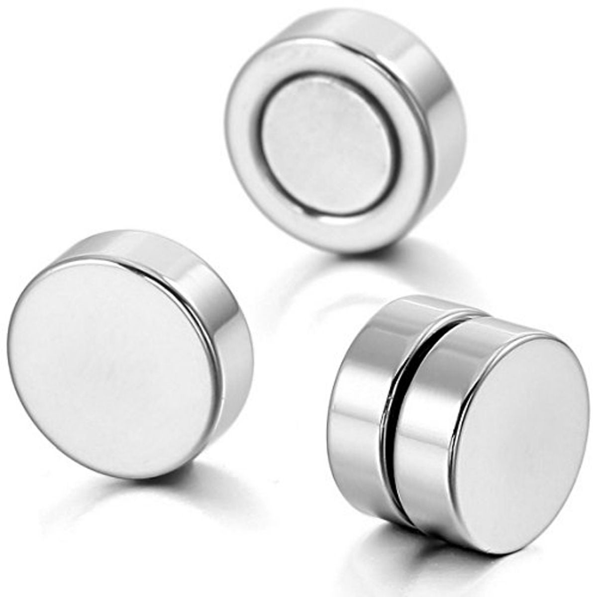 Dual Magnet 6 Mm Stainless Steel Silver Non Pierced Stud Earring Pair Secondary image