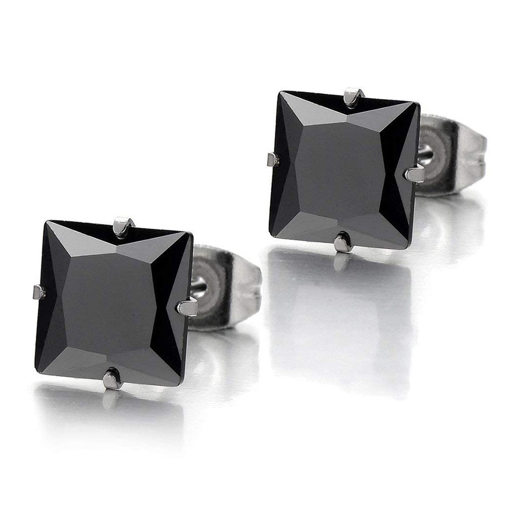 Stainless Steel Crystal CZ Black Silver Combo Stud Earring Pairs Bulk