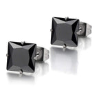 Stainless Steel Crystal CZ Black Silver Combo Stud Earring Pairs Bulk