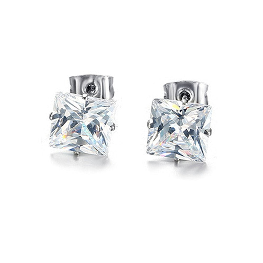 Stainless Steel Crystal CZ Black Silver Combo Stud Earring Pairs Bulk