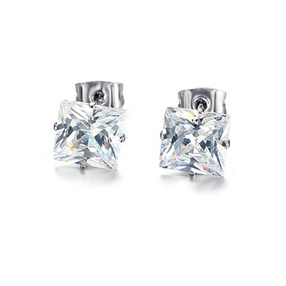 Stainless Steel Crystal CZ Black Silver Combo Stud Earring Pairs Bulk