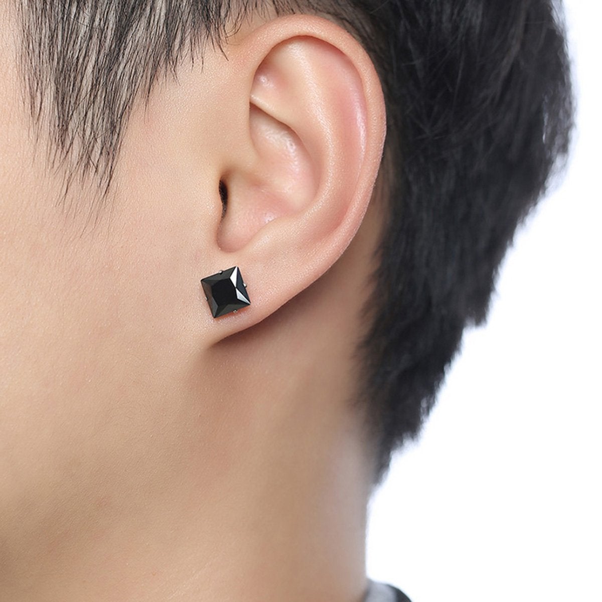 Stainless Steel Crystal CZ Black Silver Combo Stud Earring Pairs Bulk