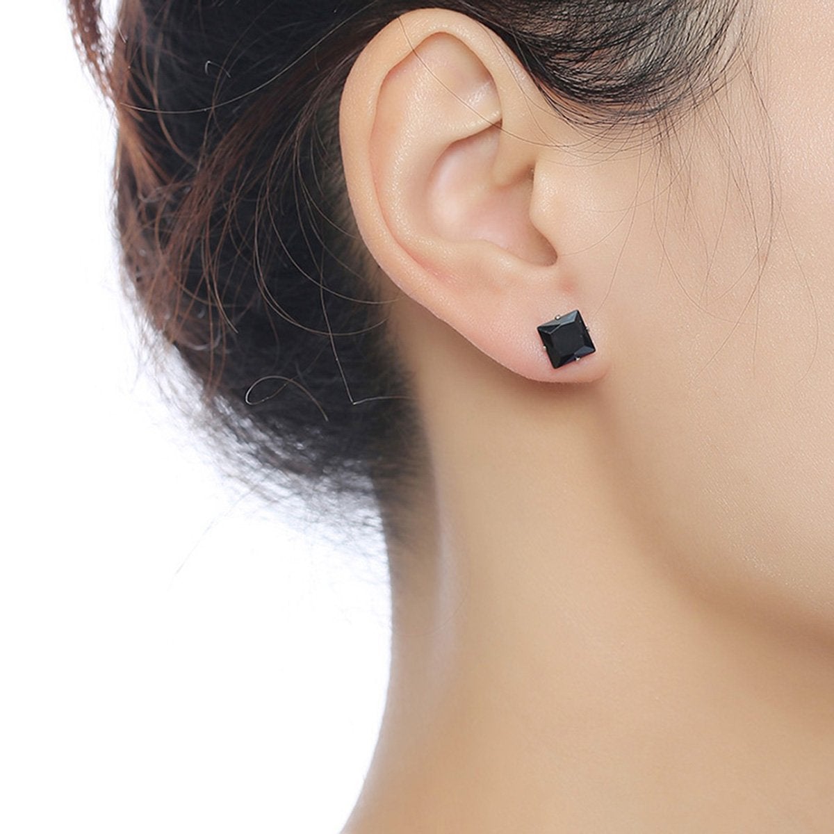 Stainless Steel Crystal CZ Black Silver Combo Stud Earring Pairs Bulk