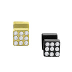 Stainless Steel Gold Black Rhodium CZ Pierced Stud Earring Pair Bulk