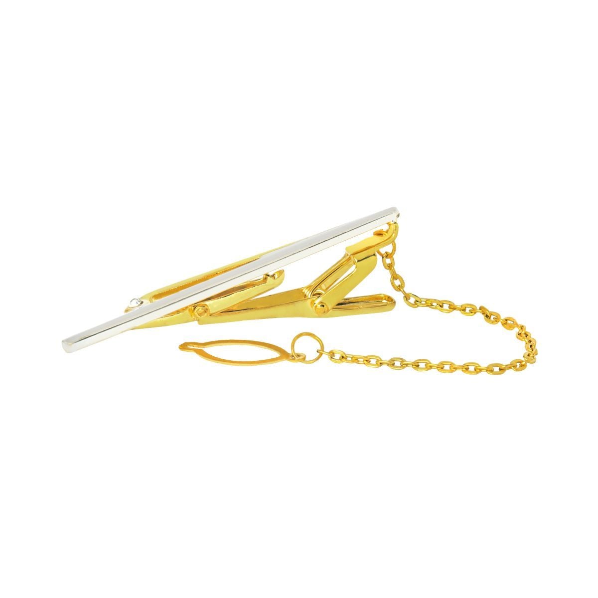 Plain 18K Gold CZ Formal Shirt Tie Pin Clip For Men Bulk