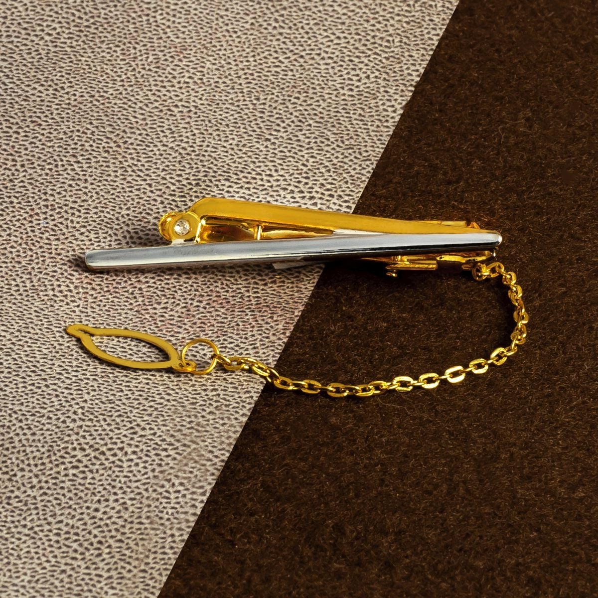 Plain 18K Gold CZ Formal Shirt Tie Pin Clip For Men Bulk