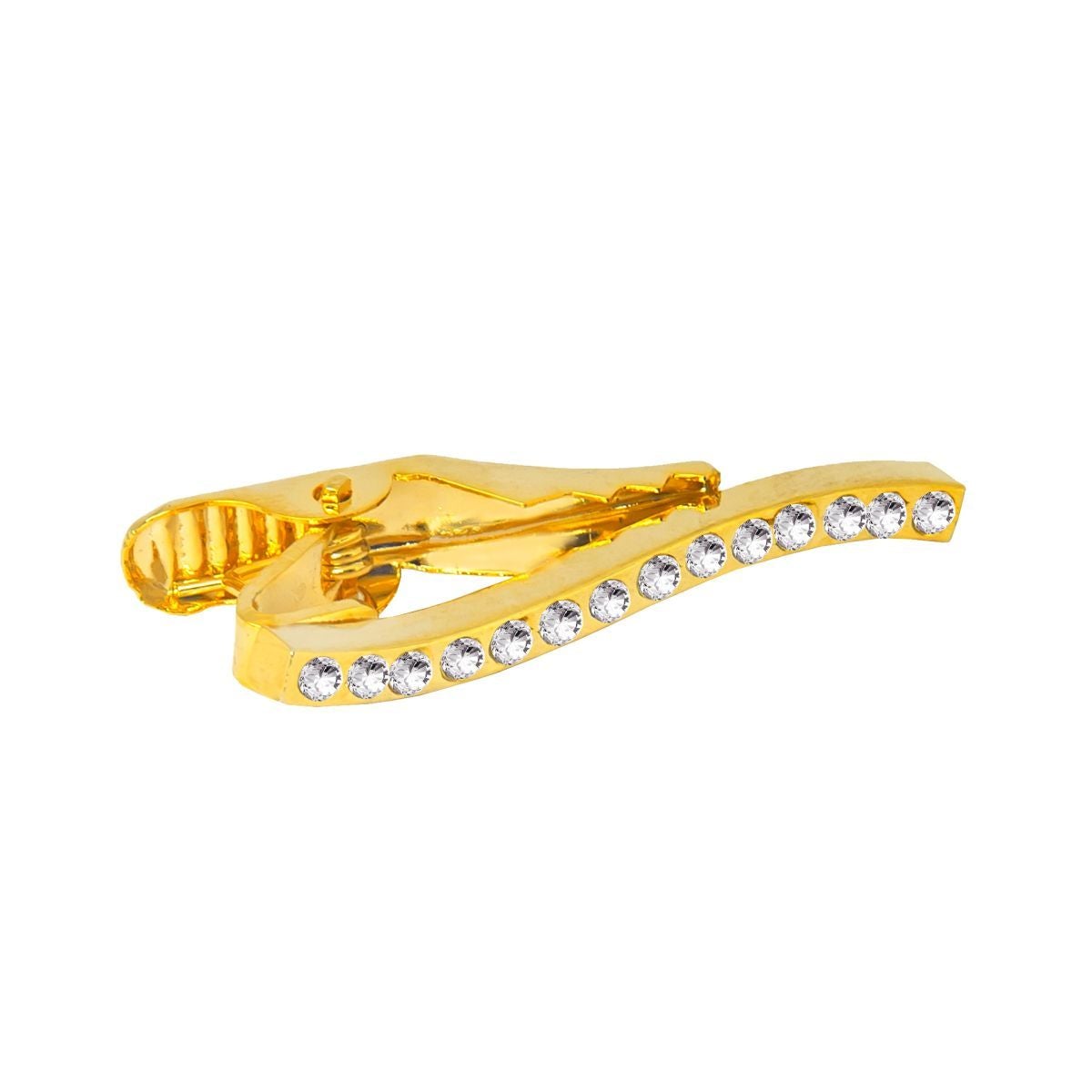 Wave 18K Gold Crystal CZ Formal Shirt Tie Pin Clip For Men Bulk