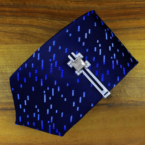 Faceted Grey Crystal Cz Formal Shirt Tie Pin Clip Branded Gift Box Secondary image