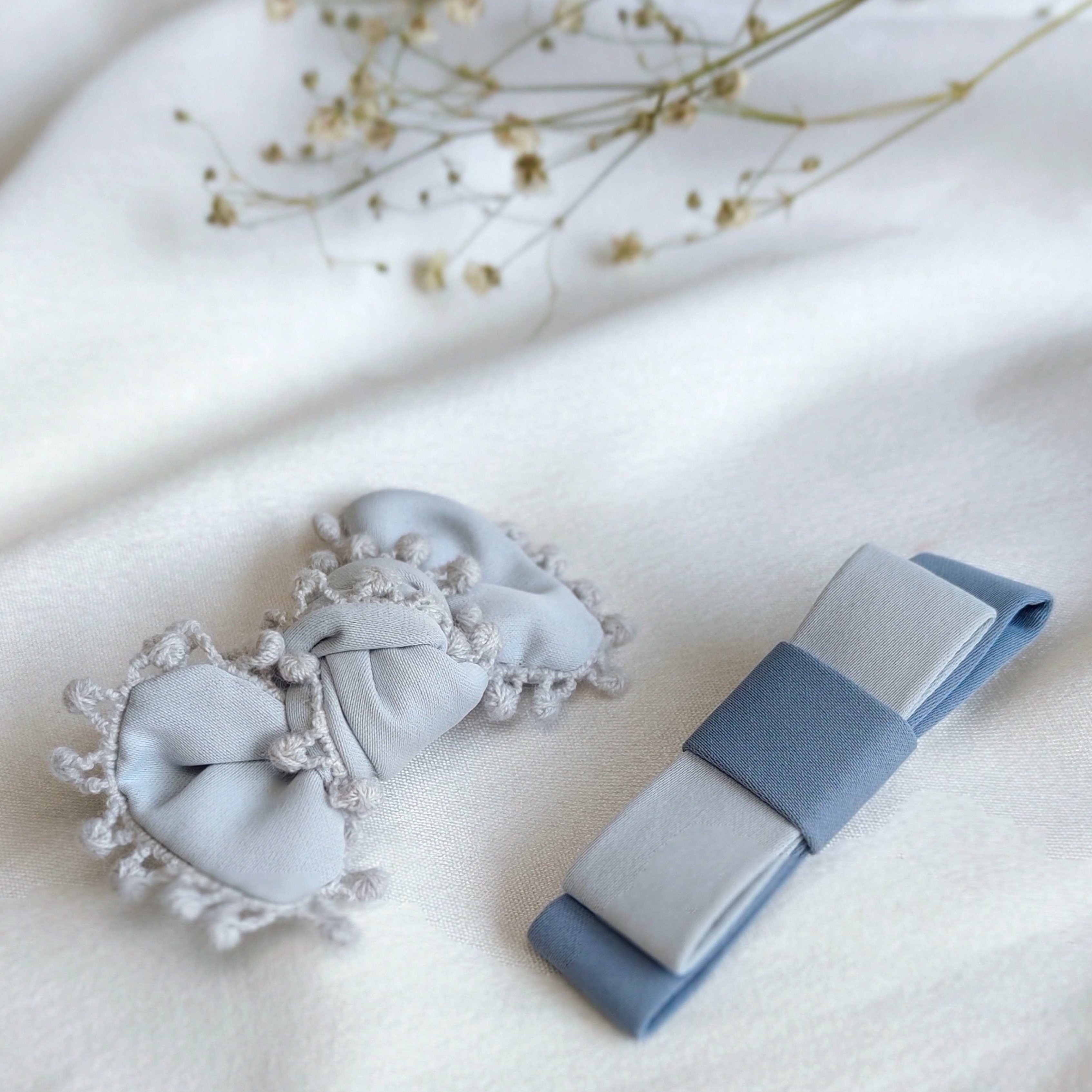 Beauty Grey Blue Fabric Hair Clip Accessories Pack Of 2 Pcs Girl Bulk Main image