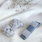 Beauty Grey Blue Fabric Hair Clip Accessories Pack Of 2 Pcs Girl Bulk