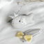 White Yellow Fabric Hair Clip Accessories Pack Of 2 Pcs Girl Bulk