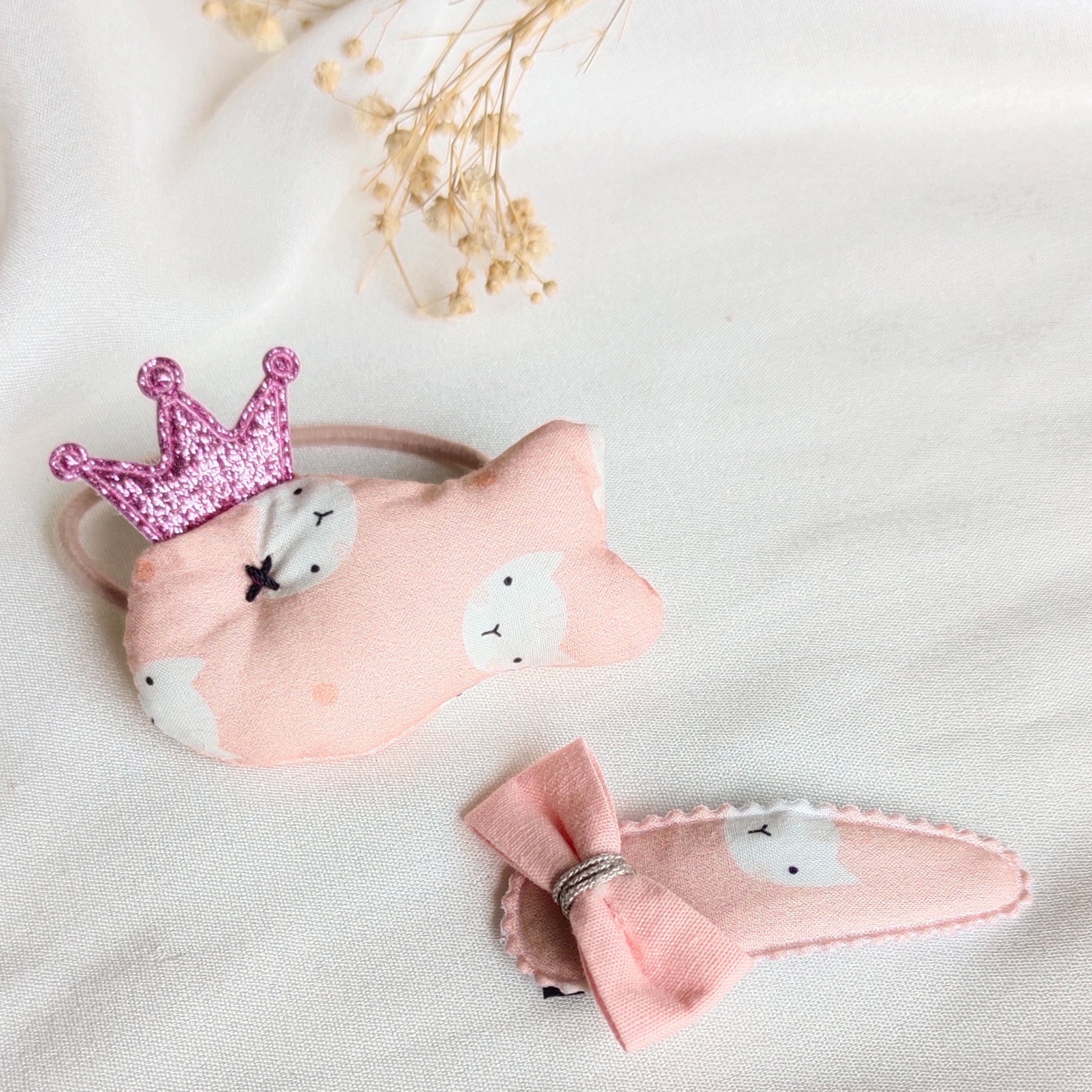 Pretty Pink Fabric Hair Clip Band Accessories Pack Of 2 Pcs Girl Bulk Main image