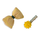 Incredible Yellow Fabric Hair Clip Accessories Pack Of 2 Pcs Girl Bulk