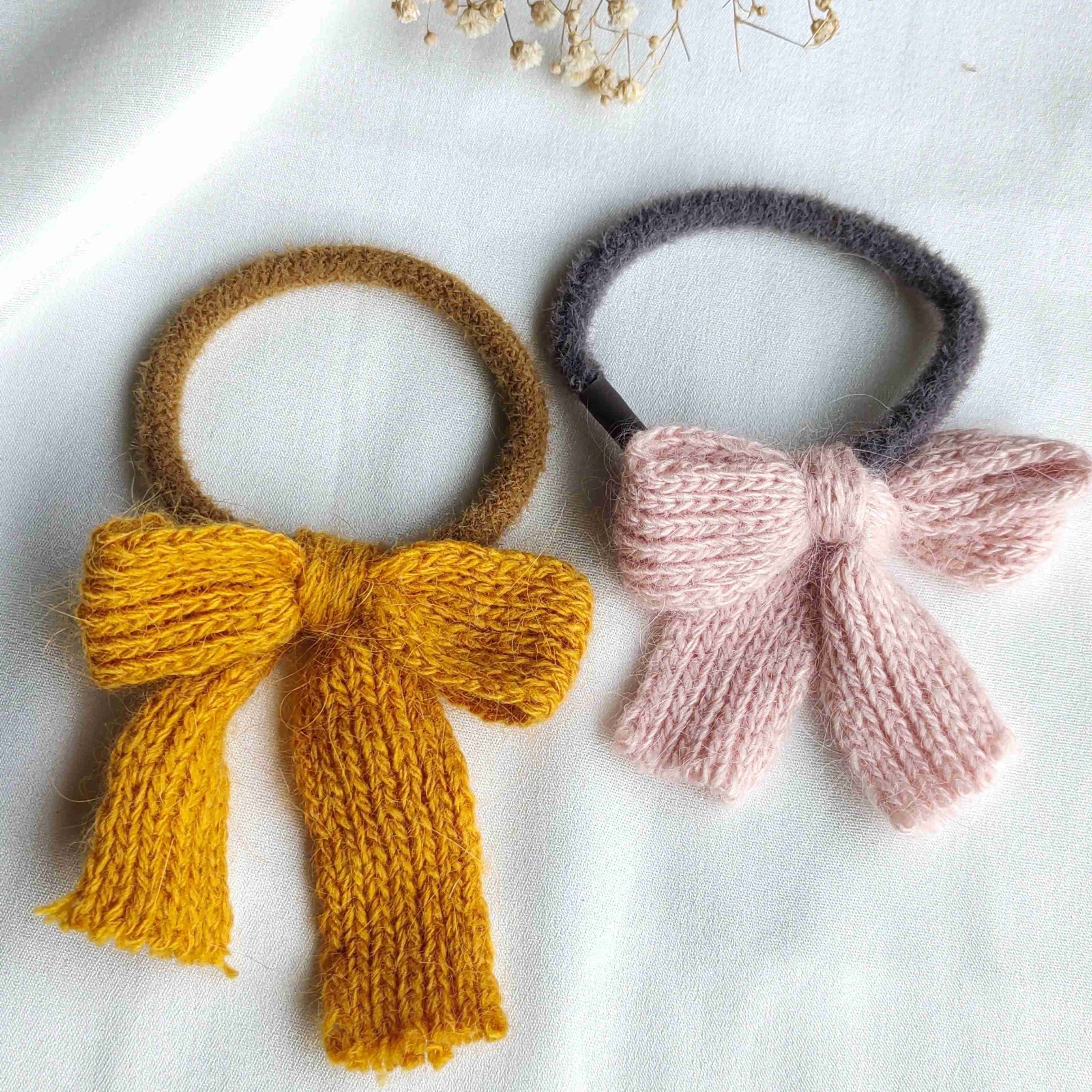 Bows Pink Brown Fabric Hair Band Accessories Pack Of 2 Pcs Girl Bulk Main image