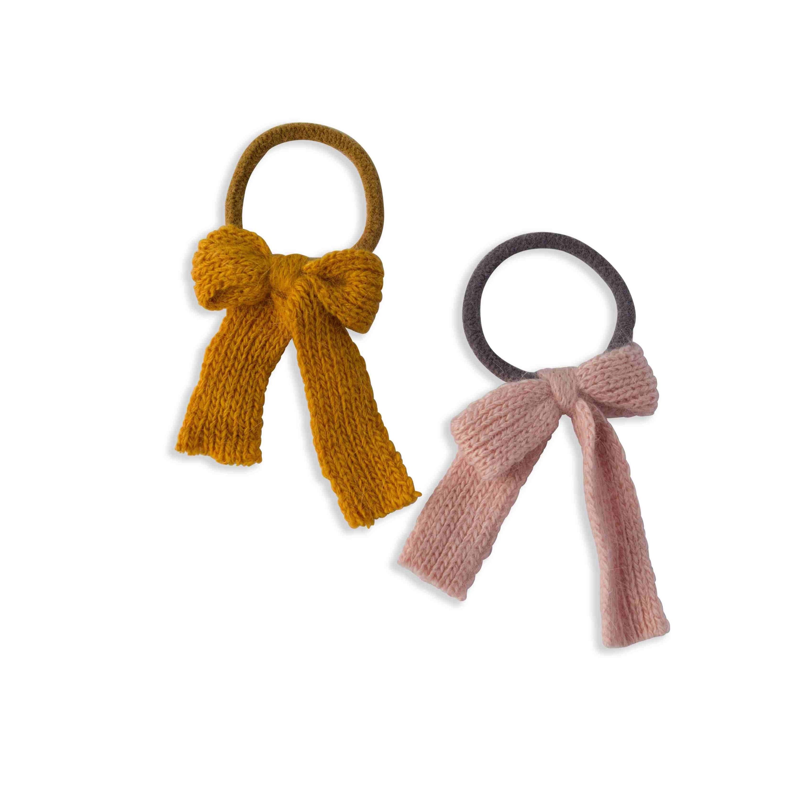 Bows Pink Brown Fabric Hair Band Accessories Pack Of 2 Pcs Girl Bulk
