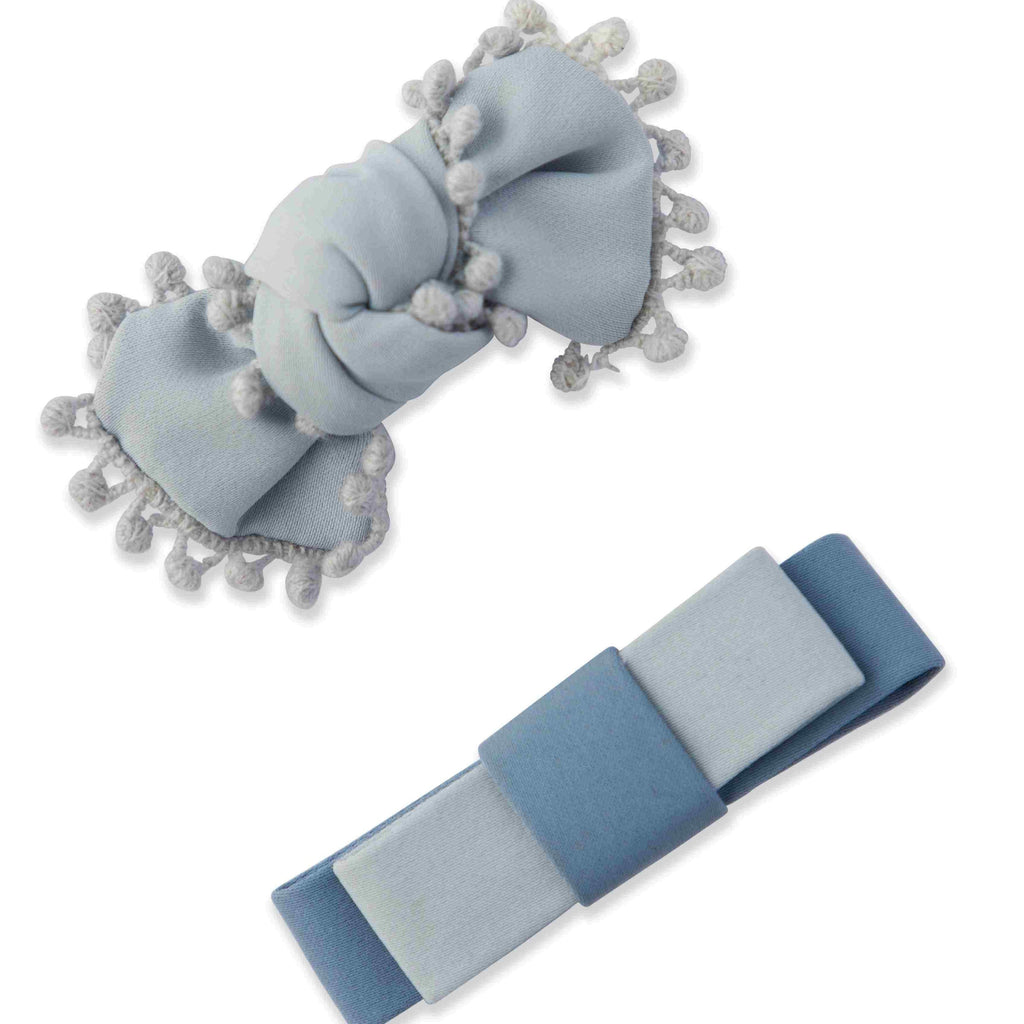 Beauty Grey Blue Fabric Hair Clip Accessories Pack Of 2 Pcs Girl Bulk