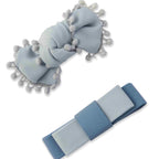Beauty Grey Blue Fabric Hair Clip Accessories Pack Of 2 Pcs Girl Bulk