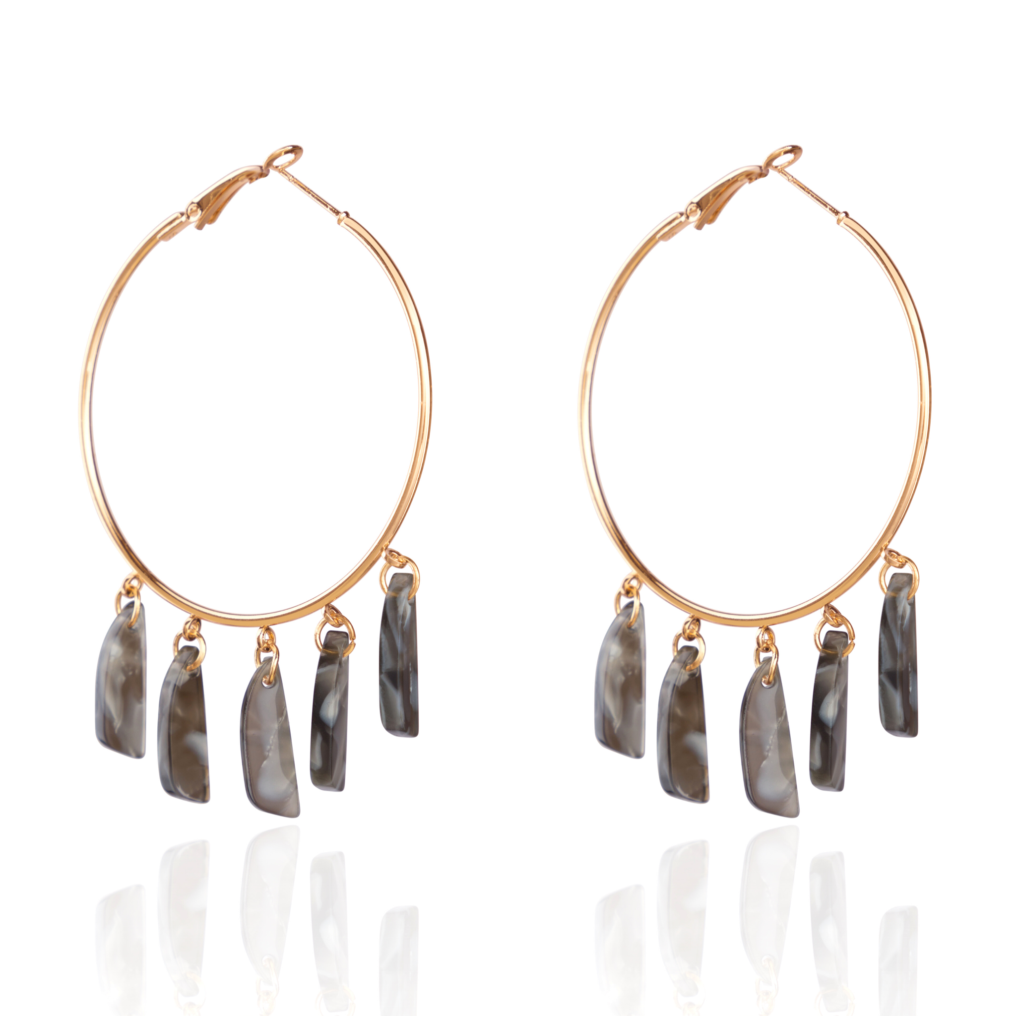 Hoop Drama Acrylic 18K Gold Anti Tarnish Black Hoop Chandelier Earring For Women